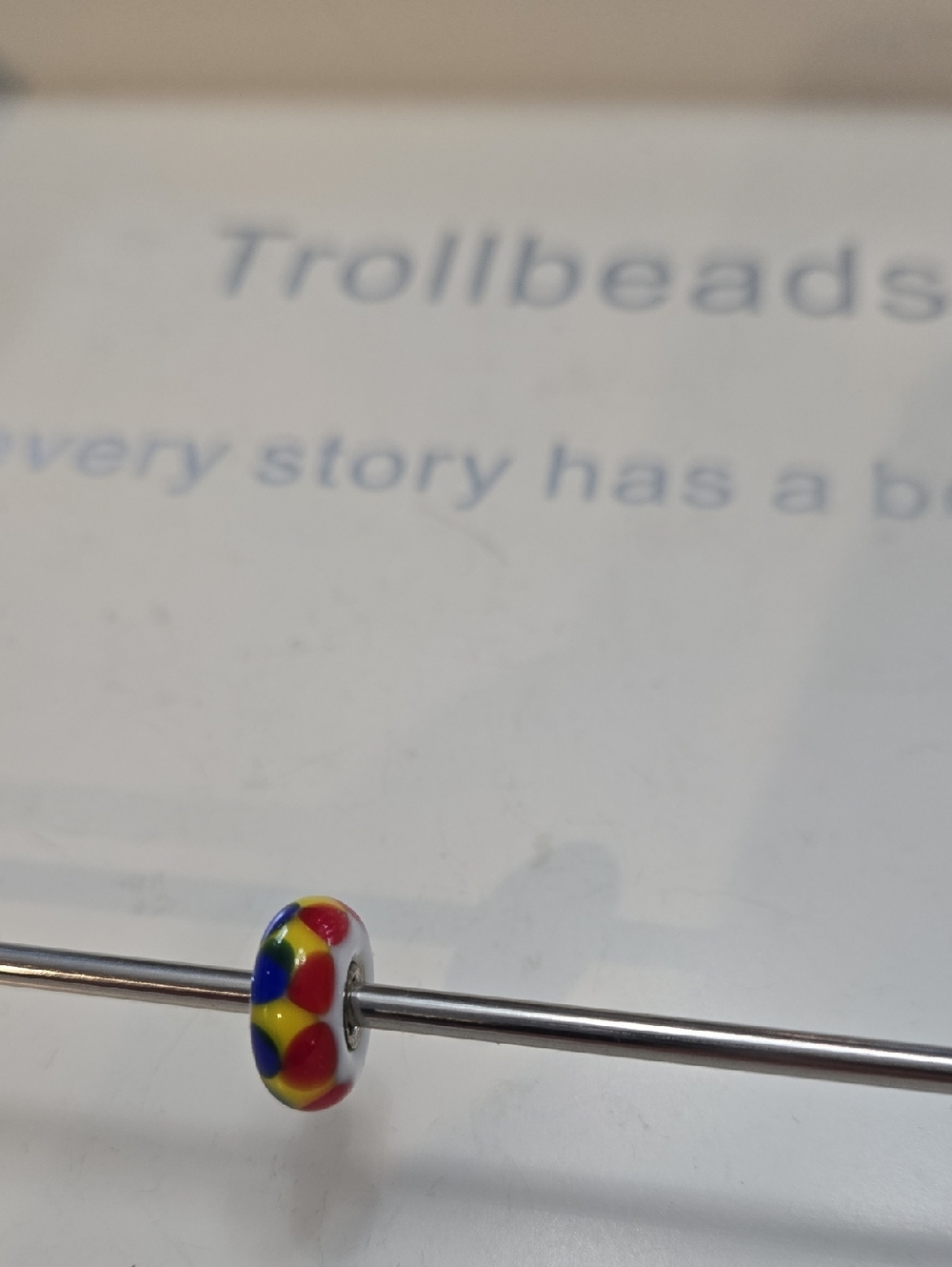 Trollbeads Color Dot Lampwork Bead - Red, Blue, Yellow "Circus"